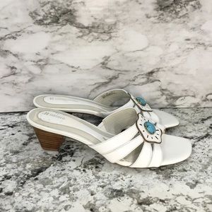 Naturalizer White Leather Mules Slides